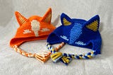 Crochet hat with dog/cat ears, multiple sizes from child to adult