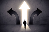 Depiction of a dilemma where a person is presented with three choices