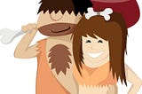Cartoon of caveman and cavewoman