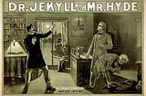 Old engraving for a performance of Dr Jekyll and Mr Hyde