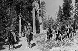 In this 1899 photo, Buffalo Soldiers in the 24th Infantry carried out mounted patrol duties in Yosemite.