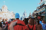 Image of view corridor through Disneyland’s initial entry approach, with the Magic Castle standing proud in the distance.