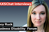 axschat promo with the photo of Lucy Ruck from the Business Disability Forum.