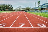 starting line at a running track