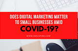 Does Digital Marketing Matter to Small Businesses Amid COVID-19?