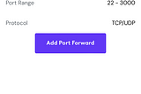 Xfinity port forwarding page.