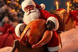 Santa Claus bringing the turkey. Happy Holidays everyone!