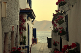Walkway to the Sea, Santorini, Greece