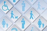 Icons in mosaic displaying different types of disabilities.