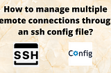 How to manage multiple remote connections through an ssh config file?