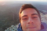 me, standing on top of la Sainte-Victoire — had to take a selfie as my companions didn’t bother to go to the top — the sun is setting behind the horizon, I had just made it in time