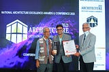 Utssav Gupta Receiving award at National Architecture excellence award & conference 2021