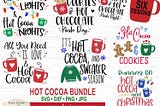 Christmas SVG - Hot Cocoa SVG Bundle - Winter svg - Holiday svg - Cocoa SVG Files, Commercial Use - svg, dxf, png, jpg
