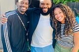 Joe and Jasmine with Anthony Anderson for Planters commercial.