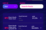 HUSH Token Staking optionsE.g.