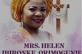 A tribute to Helen Ibironke Orimogunje