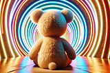 Teddy Bear focusing, flowing and mono-tasking as he looks down a tunnel.