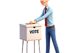 Man standing at a voting box casting his ballot.