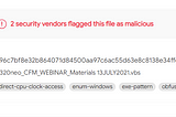 VirusTotal screenshot showing 2 security vendors flagged the file