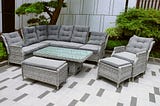 Cambridge Reclining Corner Dining Set With Rising Table and Amrchair — Rattan Furniture Fairy