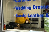 Content design inspiration from a chicken suit in a dry cleaners