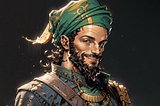 AI-generated art of Umro Ayyar, the legendary warrior, by Alizee Ali Khan