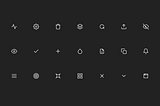 Icon library representation on a grid of 7 x 3.