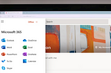 An overview of the Office.com app launcher providing the user quick access to Word, Excel, PowerPoint, Outlook, etc.