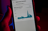 A person holding a black android smartphone and viewing youtube watch time statistics