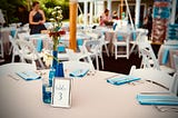 An empty table at a wedding venue.