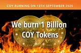 CoinAnalyst burns 1 Billion COY Tokens on September 13, 2020