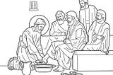 A sketch of Jesus washing the feet of His Disciples