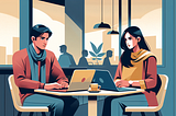 a copuple working on their business in a coffee shop