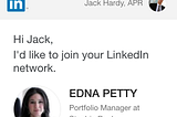 WARNING: EDNA PETTY would like to join your Linkedin network
