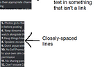 A screenshot of a rules page on a Discord server with arrows pointing to bad design elements such as underlines for emphasis and not enough space between lines.