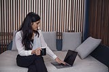 Woman working on laptop