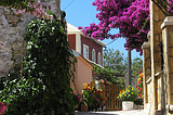 Street in the village of Afionas, Corfu Island, Greece