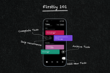 A blackboard displaying the Today Tab of the Firstly app with explanation of different features.