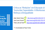 Crítica às “Medições” em Educação à Luz da Teoria das Capacidades: a meritocracia que reforça a…