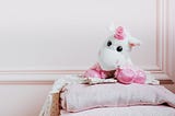A stuffed animal unicorn