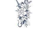 Tattoo Idea : A Sword Stuck In A Flower A Snake