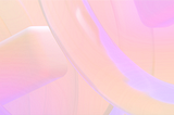 An abstract image of glass-like 3D UI elements in hues of pink and orange