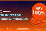 $KOI Investor Staking Programs for Vested Tokens (100% APY)
