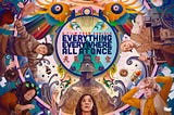 The marketing poster for the film Everything Everywhere All at Once featuring lead actress Michelle Yeoh.