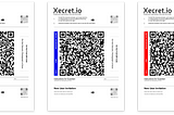 Three Xecret QR Codes. Encrypted data stored within.