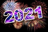 Happy New Year 2021 Banner with fireworks