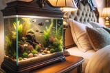 Choose a fish tank suitable for the bedroom with driftwood aquarium bonsai tree