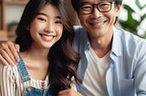 asian father and teenage daughter enjoying a perfect day at home