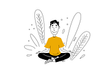 Illustration of author sitting cross-legged, meditating.