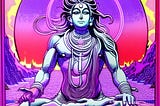 Ilustração Bhagavad gita, Shiva e o universo em versão psicodélica